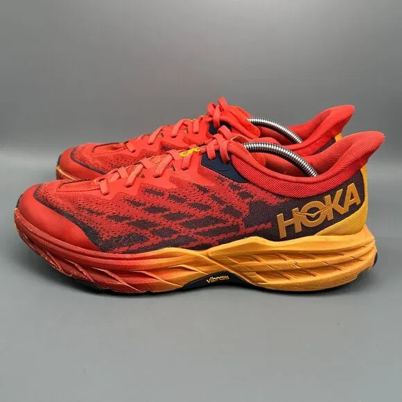 Hoka One One Speedgoat 5 Men's 12 Red Athletic Shoes Low Top Athletic Sneakers