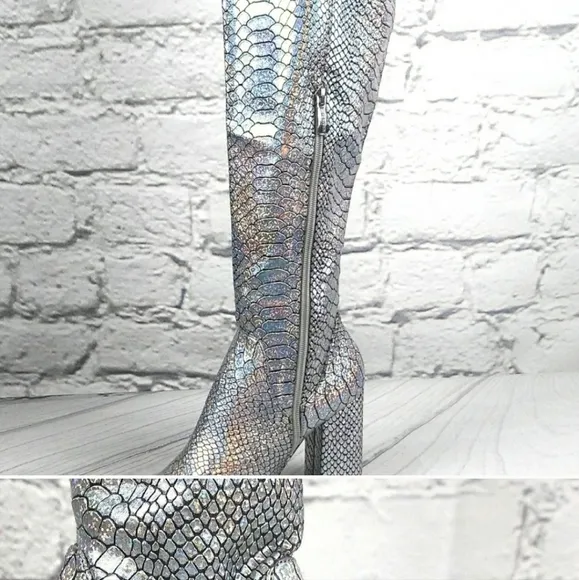 Holographic Silver Boots