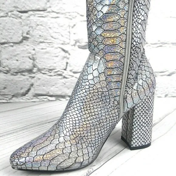 Holographic Silver Boots