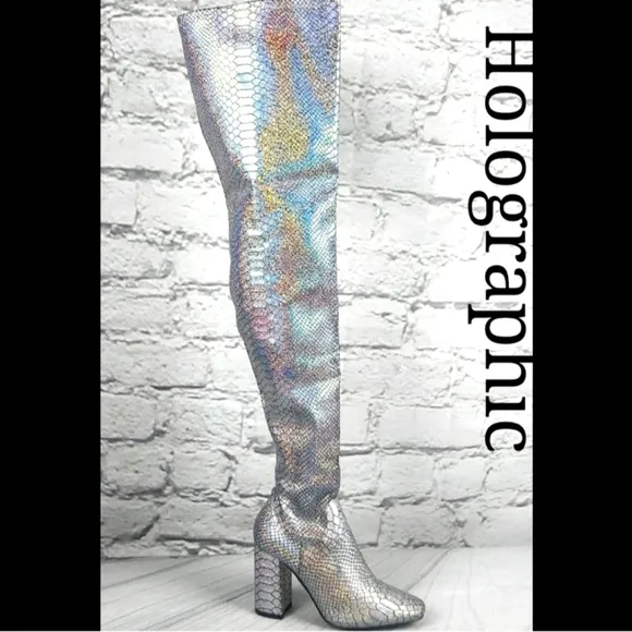 Holographic Silver Boots