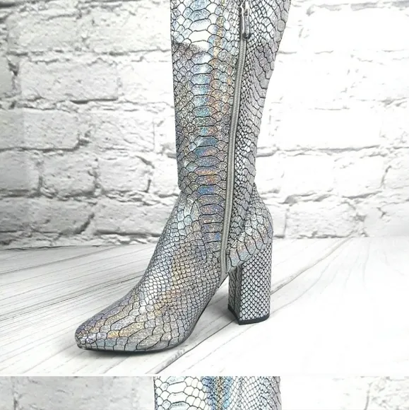 Holographic Silver Boots