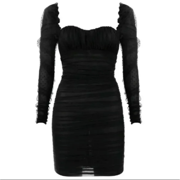 House of CB Elegant Black Long Sleeve Mini Dress