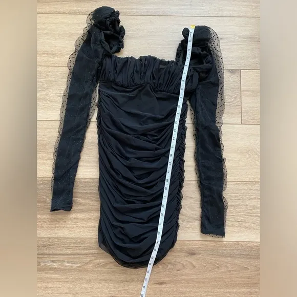 House of CB Elegant Black Long Sleeve Mini Dress