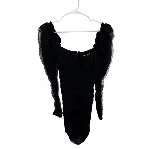 House of CB Elegant Black Long Sleeve Mini Dress