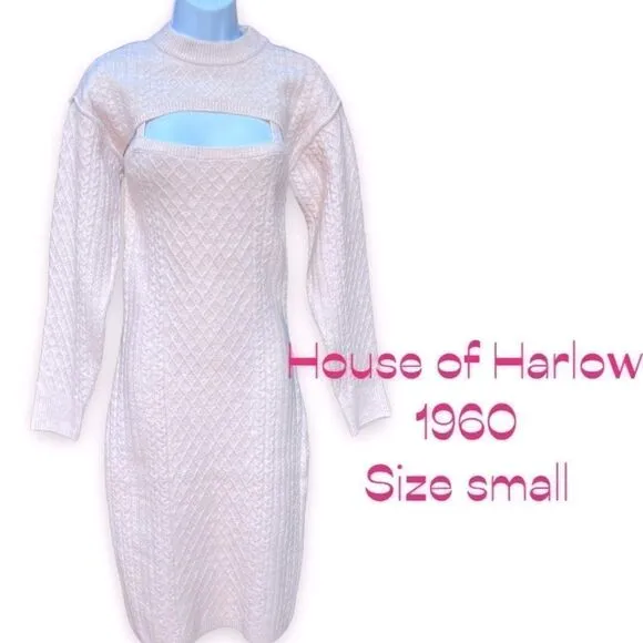 House of Harlow 2 piece sweater dress, pale pink, size small
