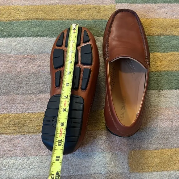HS Trask Seth Sheepskin Cognac Leather driving Moc Loafer Slip On Shoes size 9M