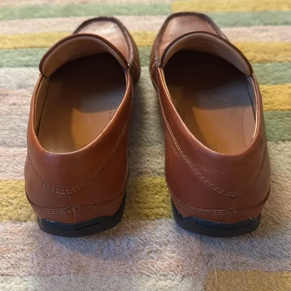 HS Trask Seth Sheepskin Cognac Leather driving Moc Loafer Slip On Shoes size 9M
