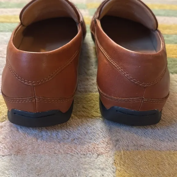 HS Trask Seth Sheepskin Cognac Leather driving Moc Loafer Slip On Shoes size 9M