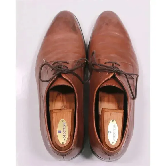 Hugo Boss Red Label Brown Plain Toe Oxford Leather Dress Shoes Men's US 8