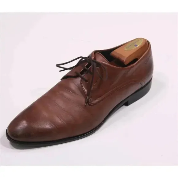 Hugo Boss Red Label Brown Plain Toe Oxford Leather Dress Shoes Men's US 8