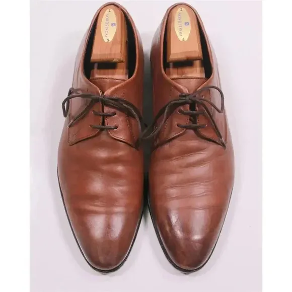 Hugo Boss Red Label Brown Plain Toe Oxford Leather Dress Shoes Men's US 8
