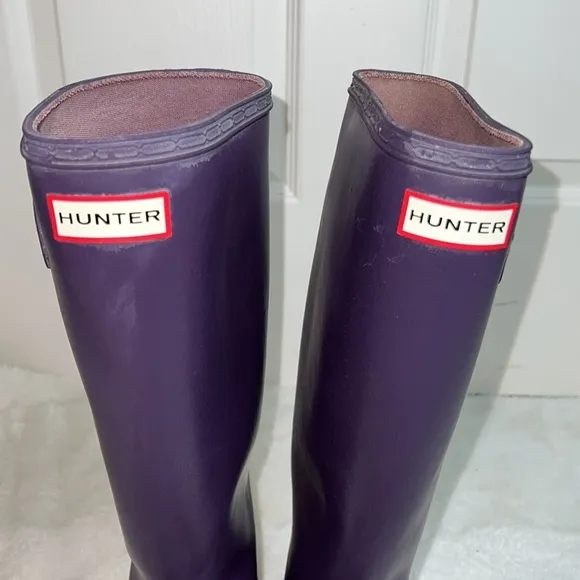 Hunter Boots Matte Purple Eggplant Women’s Tall Rain Boots - Size 7/38