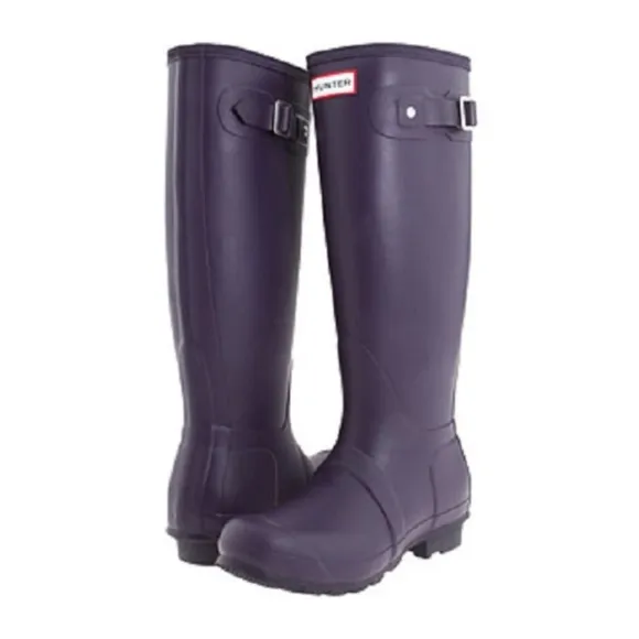 Hunter Boots Matte Purple Eggplant Women’s Tall Rain Boots - Size 7/38