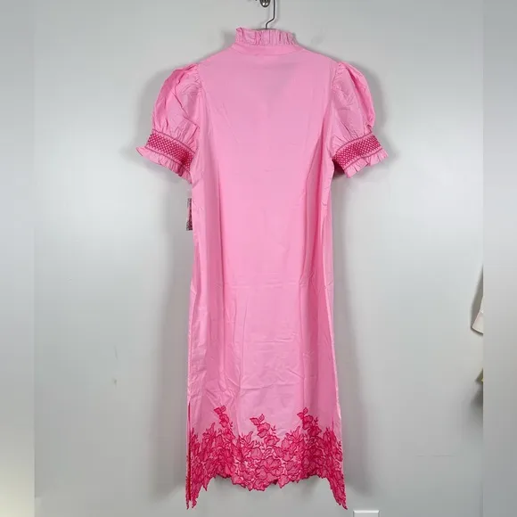 HYACINTH HOUSE Pink Embroidery Eliza Midi Dress