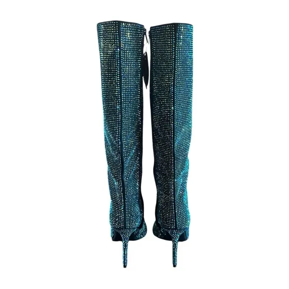 I.N.C. International Concepts Havannah Knee High Boots Green Bling Size 9.5