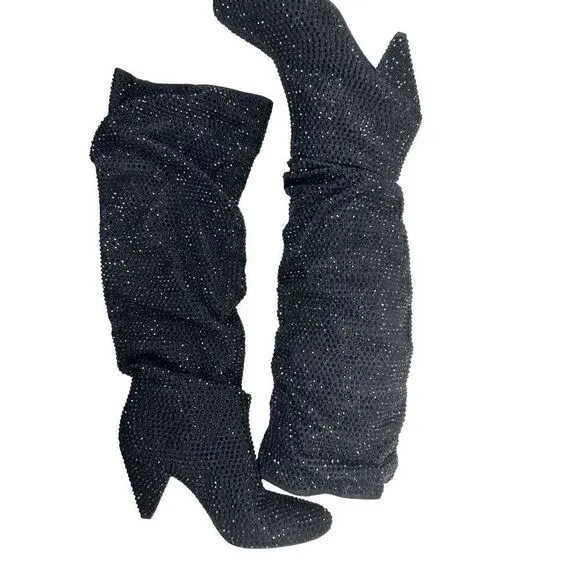 INC International Concepts Women's Gerii3 Rhinestone Knee High Boots Size 8.5 🛑