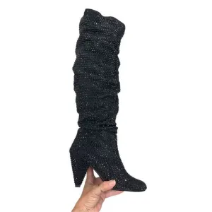 INC International Concepts Women's Gerii3 Rhinestone Knee High Boots Size 8.5 🛑