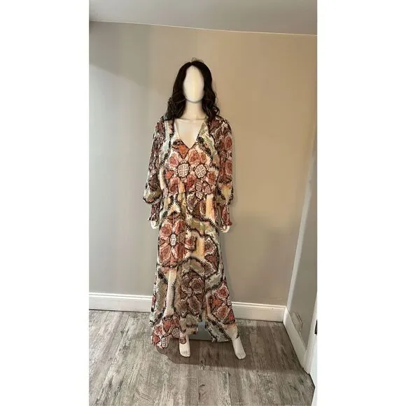INC Plus Size Smocked Puff Sleeve Maxi Dress Size 3X