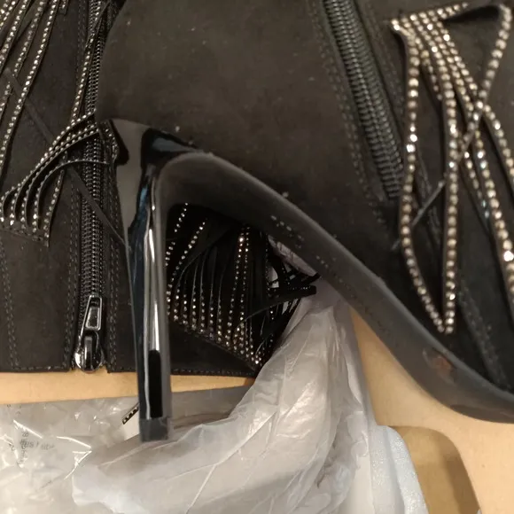 Inc Shyn Fringe Bling Tassel Women Tall Boots Black