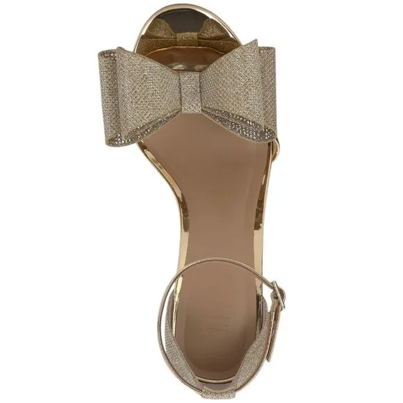 INC Women's Naasira Bow Dress Sandals Gold Glitter Size 7