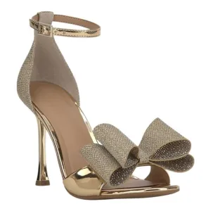 INC Women's Naasira Bow Dress Sandals Gold Glitter Size 7
