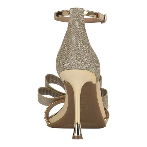 INC Women's Naasira Bow Dress Sandals Gold Glitter Size 7