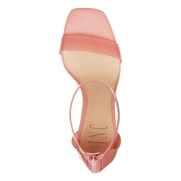 INC Womens Pink Translucent Padded Makenna Square Toe Block Heel Sandals 10 M