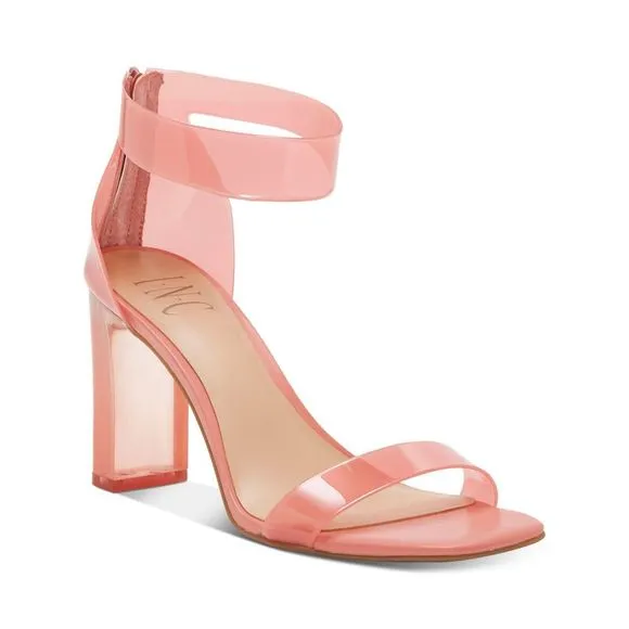 INC Womens Pink Translucent Padded Makenna Square Toe Block Heel Sandals 10 M