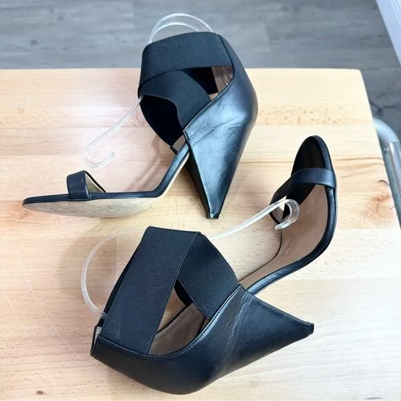 IRO Black Leather Sohak Elastic Strap Cone Heel Sandals 40