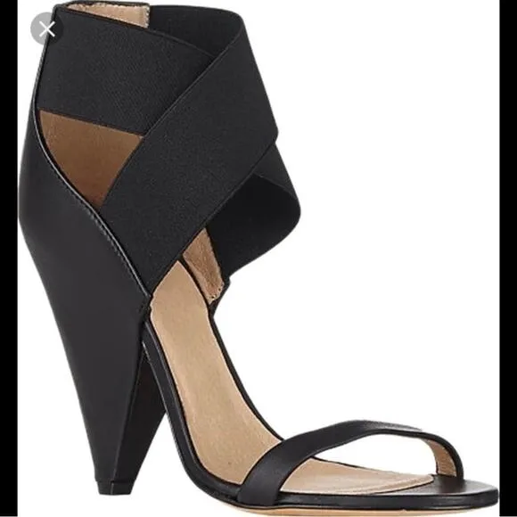 IRO Black Leather Sohak Elastic Strap Cone Heel Sandals 40