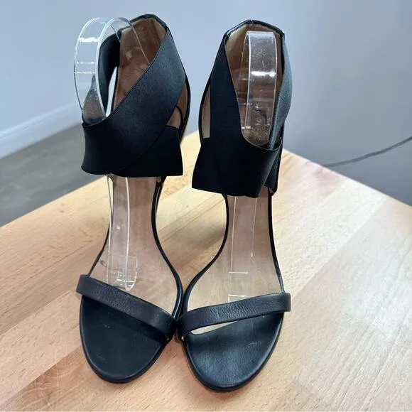 IRO Black Leather Sohak Elastic Strap Cone Heel Sandals 40