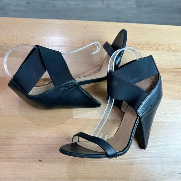 IRO Black Leather Sohak Elastic Strap Cone Heel Sandals 40