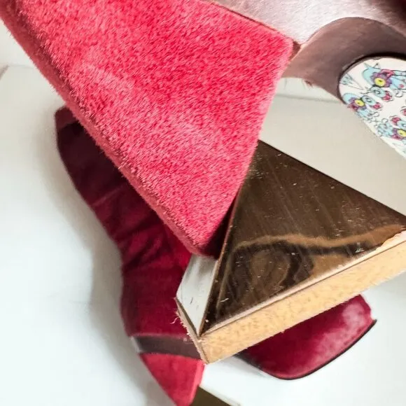 Irregular Choice Cow Skin Burgundy OXBlood Knee High Unique Heel Boots 38