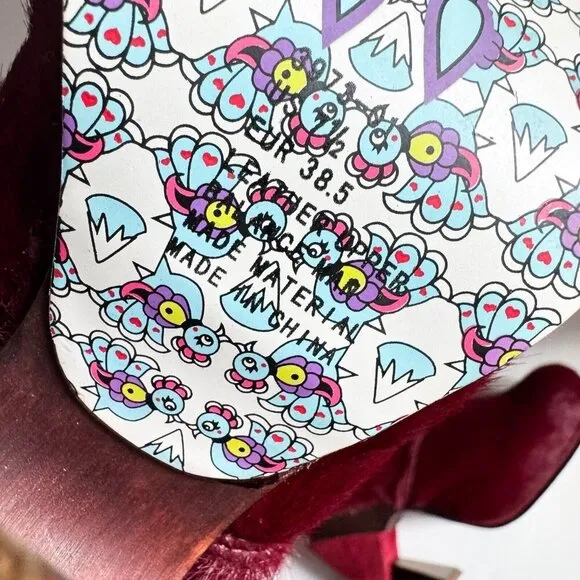 Irregular Choice Cow Skin Burgundy OXBlood Knee High Unique Heel Boots 38