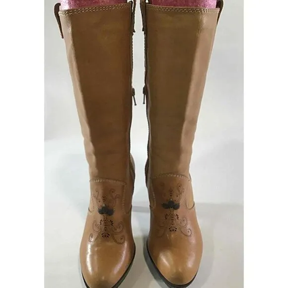 Isabella Fiore boots Light Brown/Tan Southwestern Boho Leather sz 7