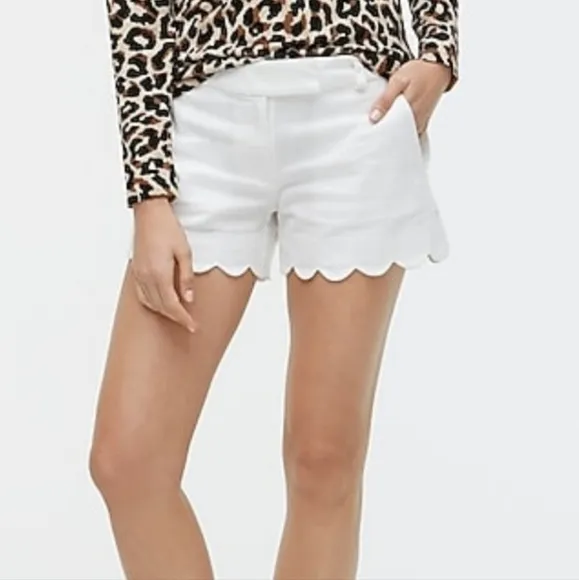 J‎ Crew Factory, Scalloped Hem Linen/Cotton Short, Size 8, NWT