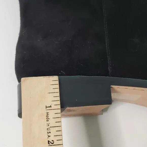 J Crew Over The Knee High Riding Boots Black Suede Leather Cuff