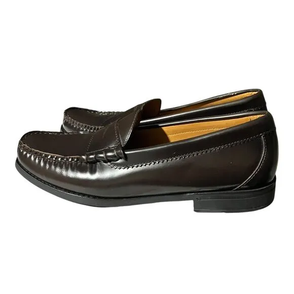J CREW Shoes Mens 9 Brown Camden Leather Casual Penny Loafer Lace Up AV166 $158