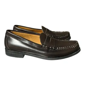 J CREW Shoes Mens 9 Brown Camden Leather Casual Penny Loafer Lace Up AV166 $158