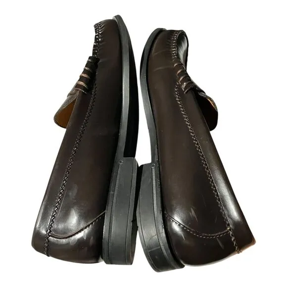 J CREW Shoes Mens 9 Brown Camden Leather Casual Penny Loafer Lace Up AV166 $158