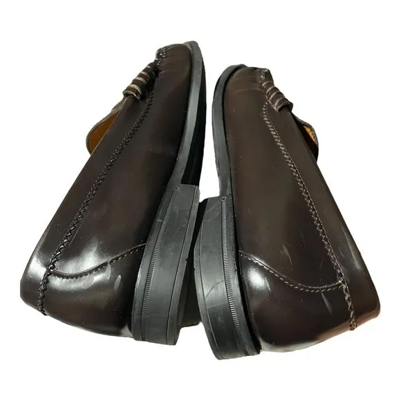 J CREW Shoes Mens 9 Brown Camden Leather Casual Penny Loafer Lace Up AV166 $158
