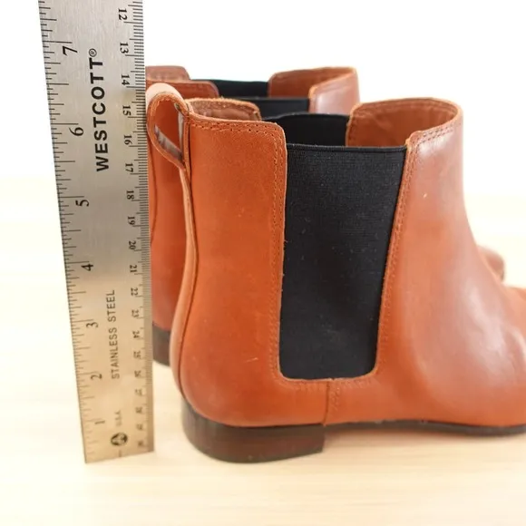 J CREW Shoes Women 9 Cognac Leather Chelsea Lexi Boot Ankle Bootie Pull On Dress