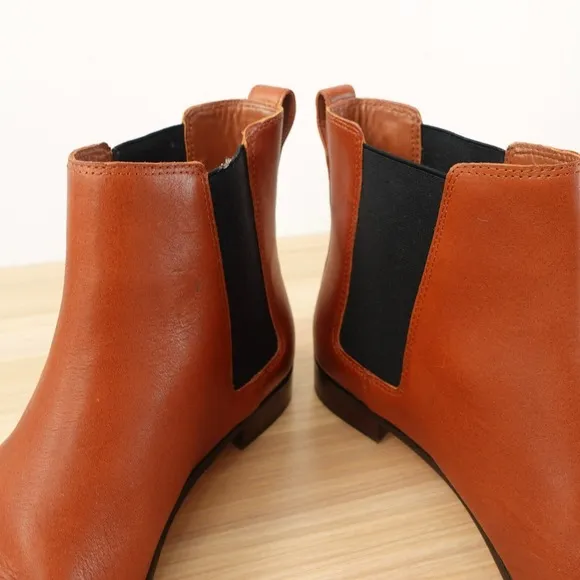 J CREW Shoes Women 9 Cognac Leather Chelsea Lexi Boot Ankle Bootie Pull On Dress
