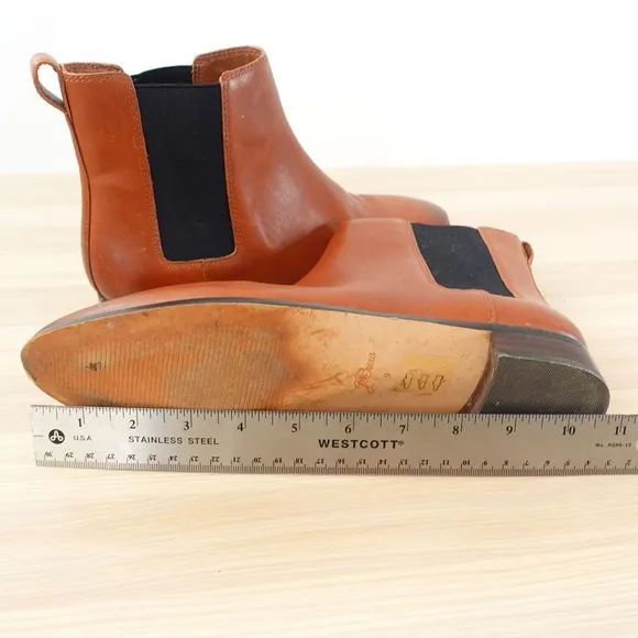 J CREW Shoes Women 9 Cognac Leather Chelsea Lexi Boot Ankle Bootie Pull On Dress