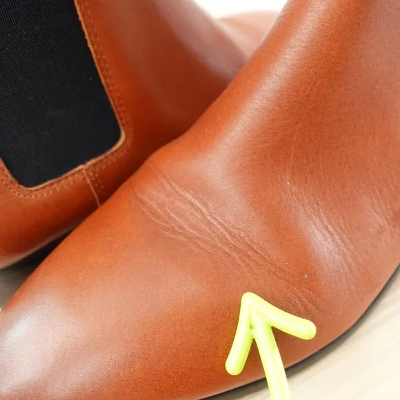 J CREW Shoes Women 9 Cognac Leather Chelsea Lexi Boot Ankle Bootie Pull On Dress