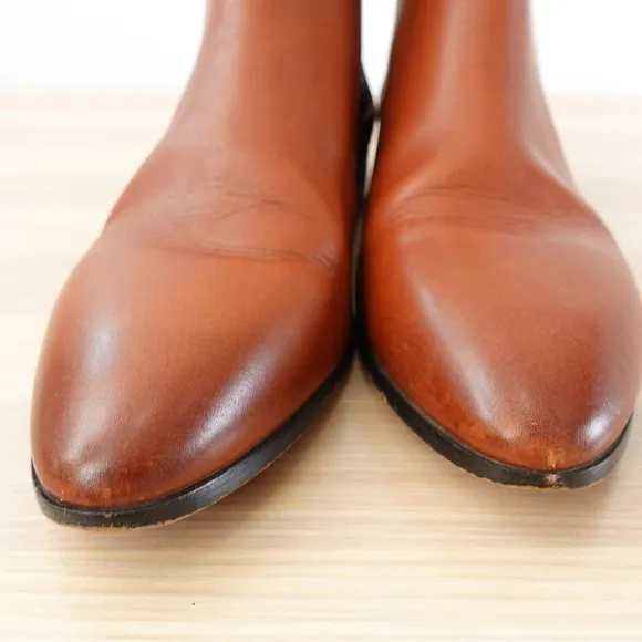 J CREW Shoes Women 9 Cognac Leather Chelsea Lexi Boot Ankle Bootie Pull On Dress