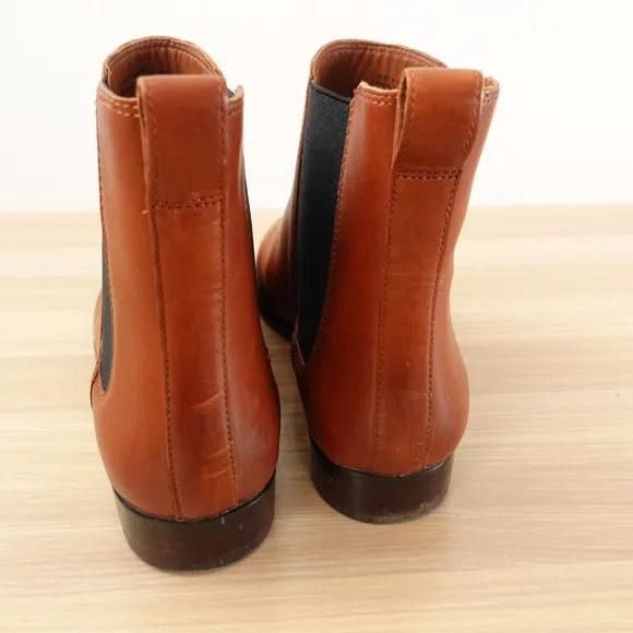 J CREW Shoes Women 9 Cognac Leather Chelsea Lexi Boot Ankle Bootie Pull On Dress