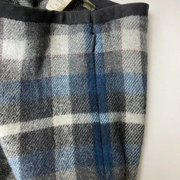 J. CREW Vintage Plaid Wool A-Line Skirt with Fringe Hem Size 4