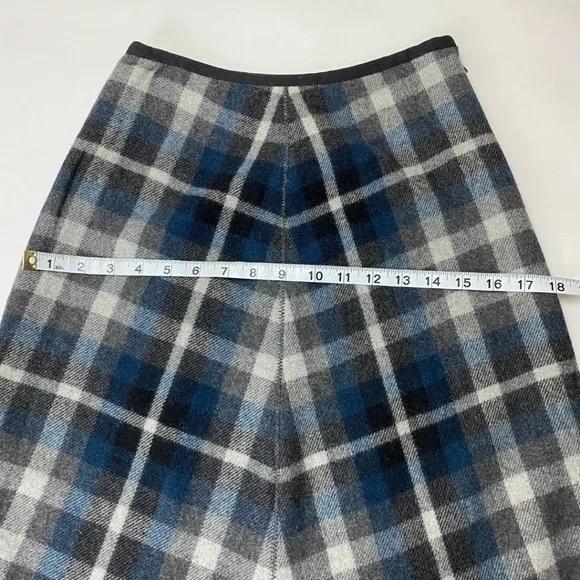 J. CREW Vintage Plaid Wool A-Line Skirt with Fringe Hem Size 4