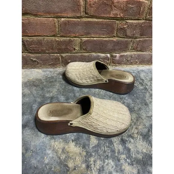 J. Crew Tan Cable Knit Clogs Size 8